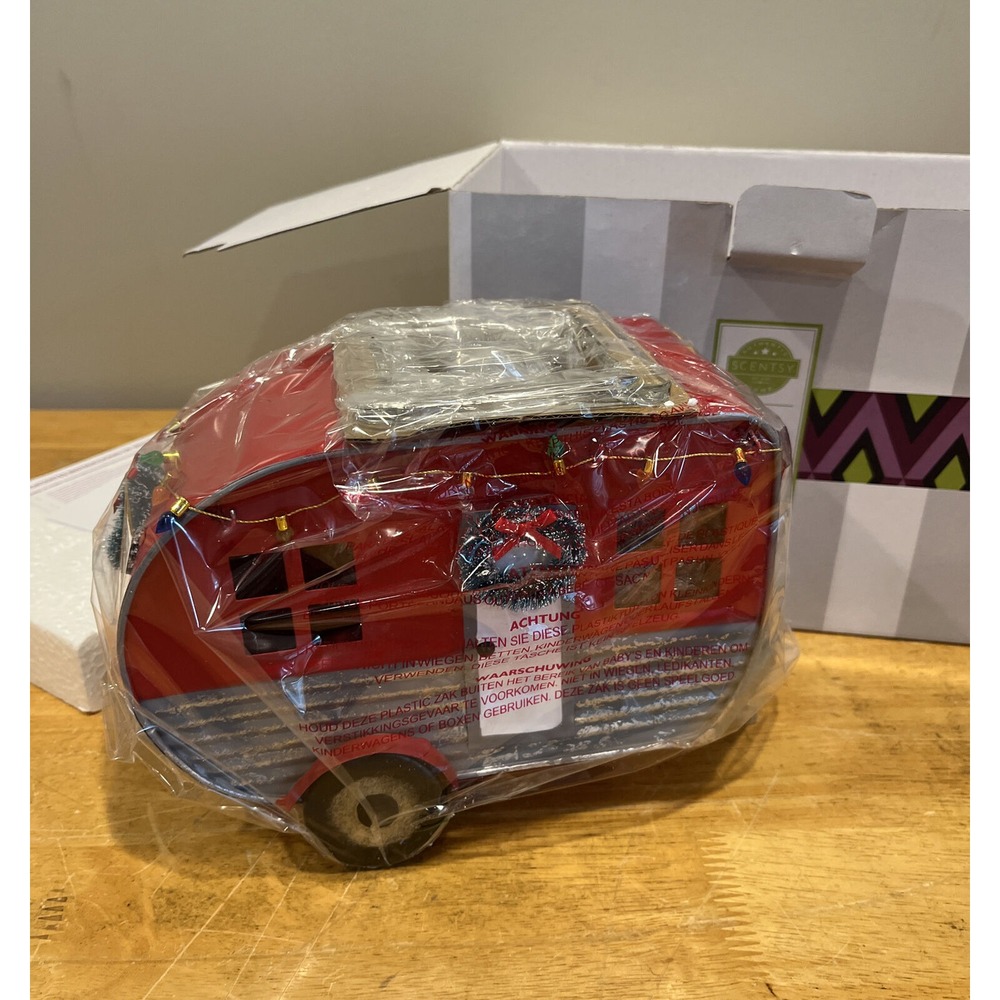 Christmas Camper Scentsy Wax Warmer‎ Retro Red Camping Trailer NEW